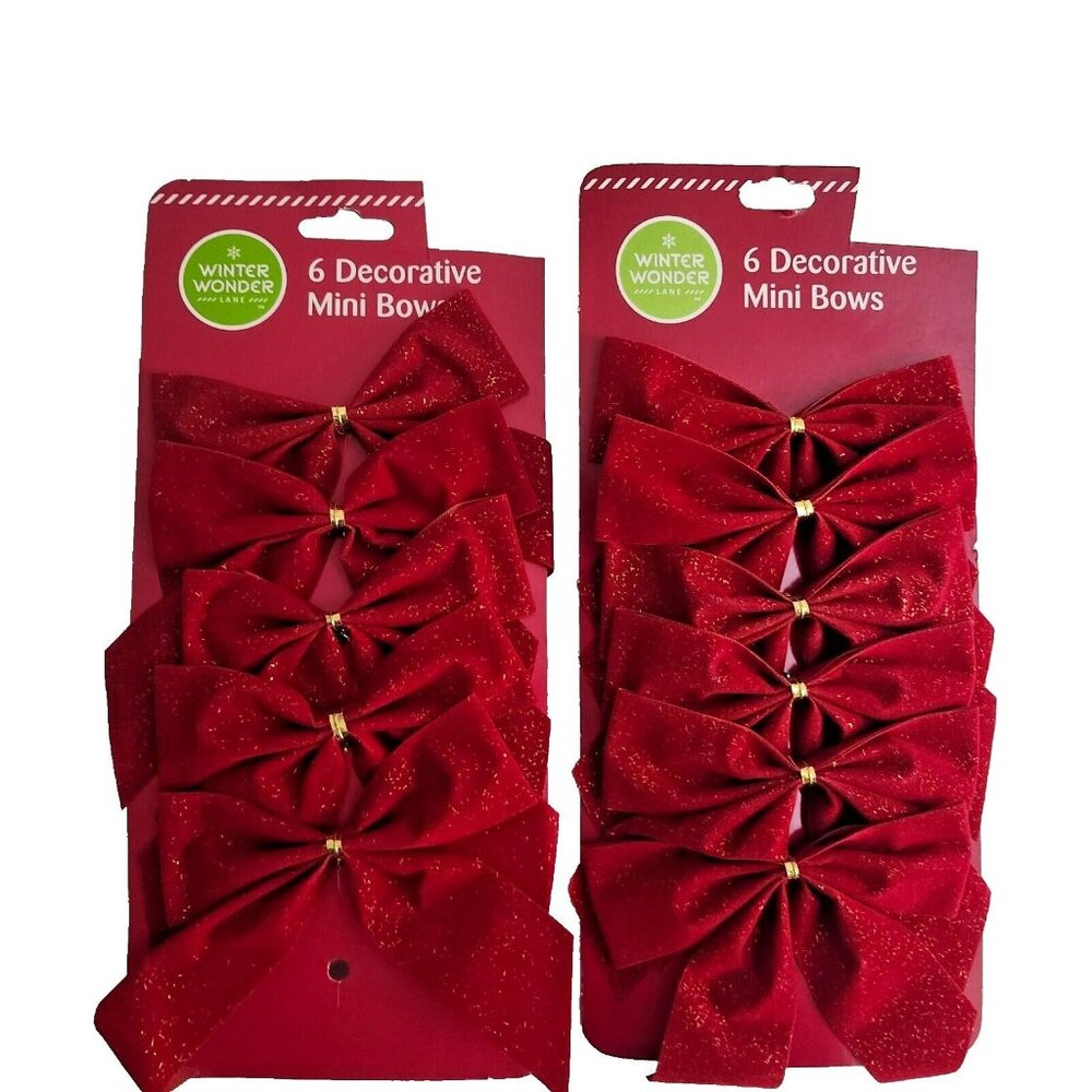 Winter Wonder Lane Glitter Christmas Bows 12 Total